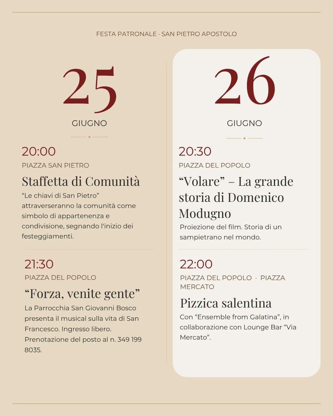 Programma Festa Patronale 2026 - 2